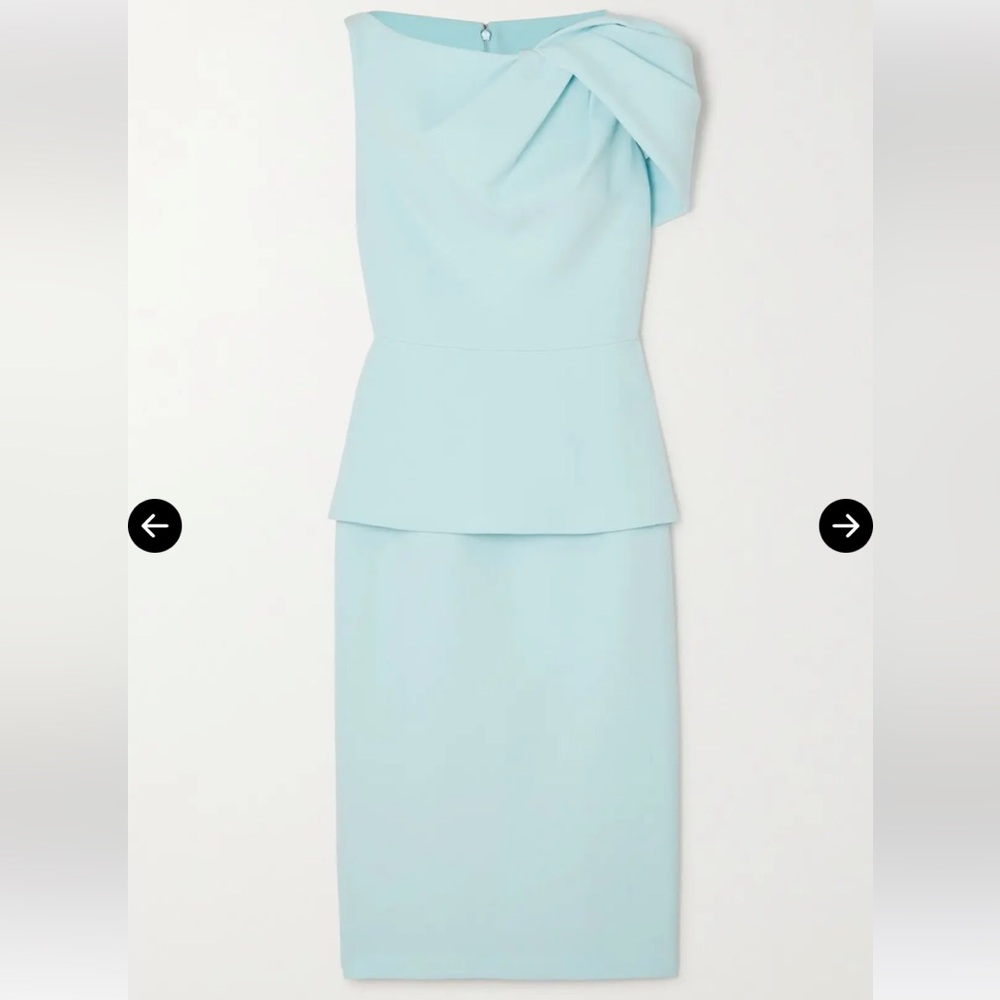 Safiyaa Mablia Draped Crepe Midi Dress Baby Blue NWT Size 2 - Picture 2 of 8